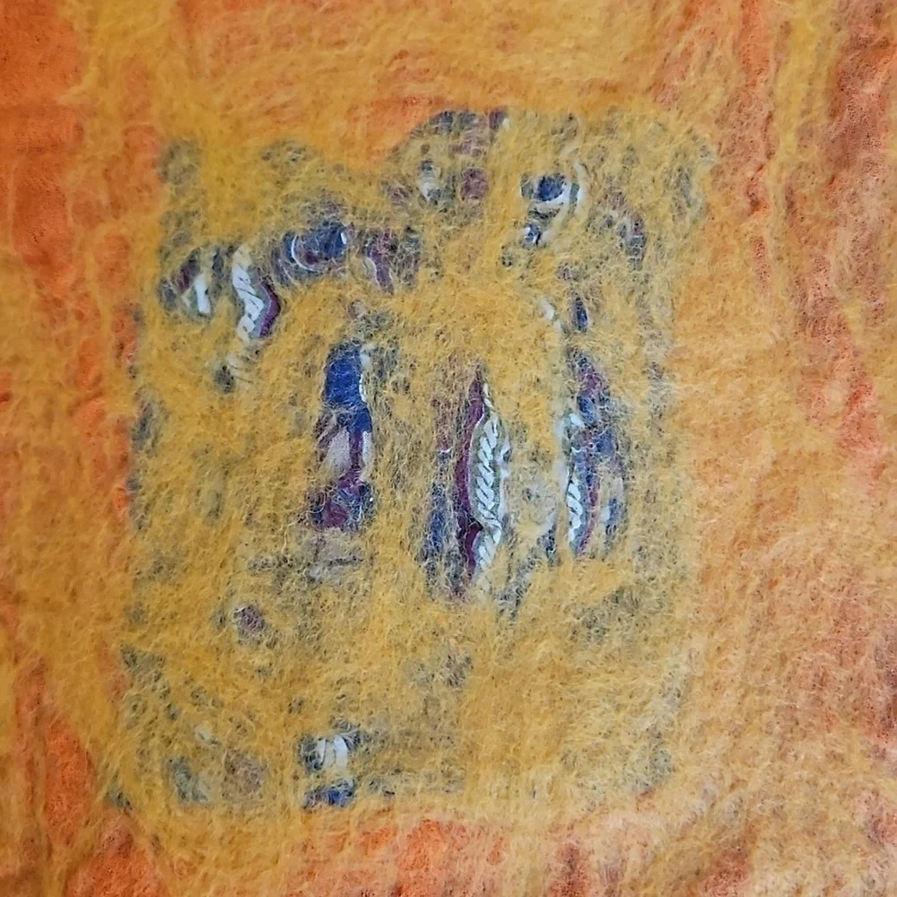 Scarf Handcrafted Wool and Silk New 62x14